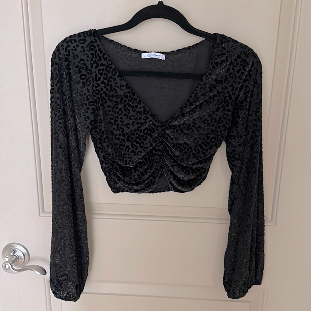 Zara ANIMAL PRINT MESH CROP TOP